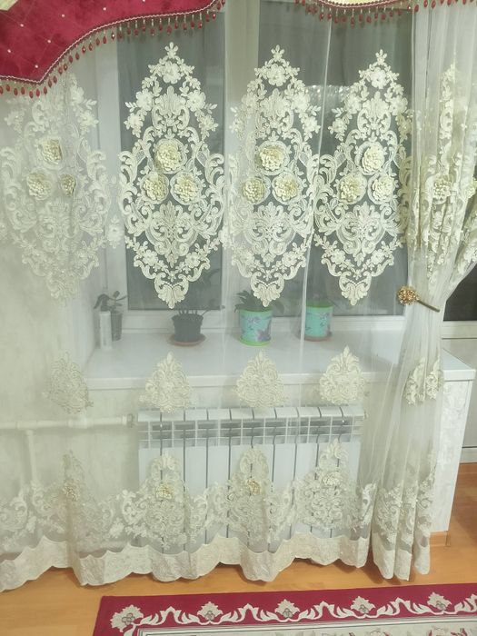 Шикарная тюль с жемчугом