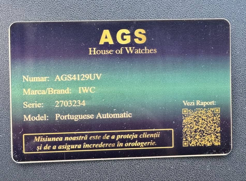Iwc 3531  35 mm gold cu certificat autenticitate