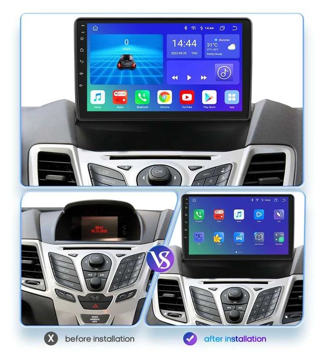Мултимедия 9" Android 14 за FORD FIESTA VII CARPLAY навигация RDS DSP