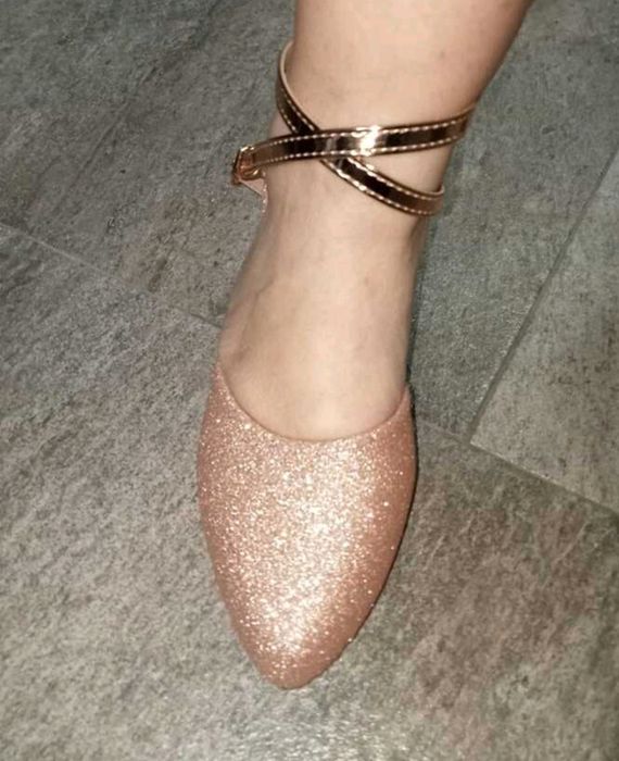 Sandale elegante de dans, sau ocazii, roz auriu,  40, noi