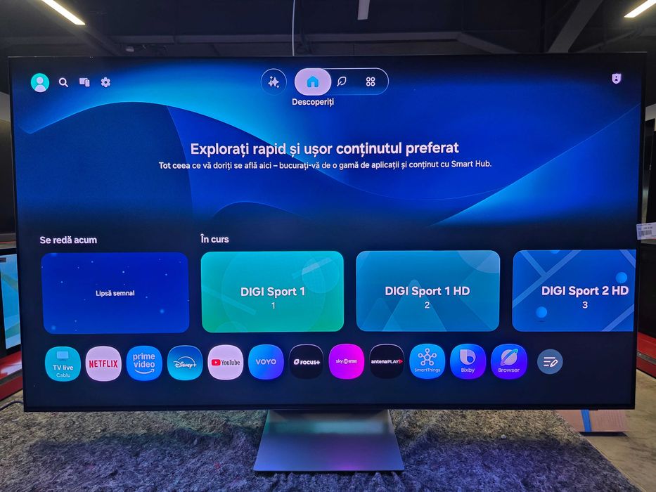 Televizor Smart SAMSUNG OLED QE77S90H 195 cm 4K Ultra HD 144Hz QD-OLED HDR Smart TV WiFi Clasa F Garantie Reselecto