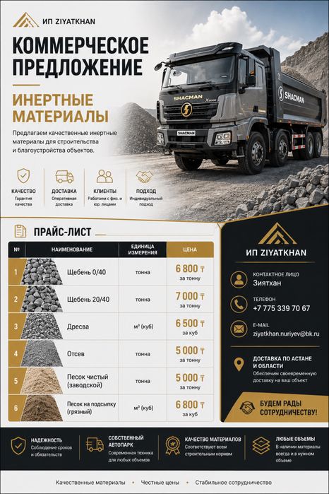 Инертные материалы-песок, щебень, дресва