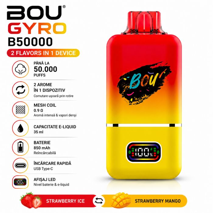 Vape 50000 puffs doua arome