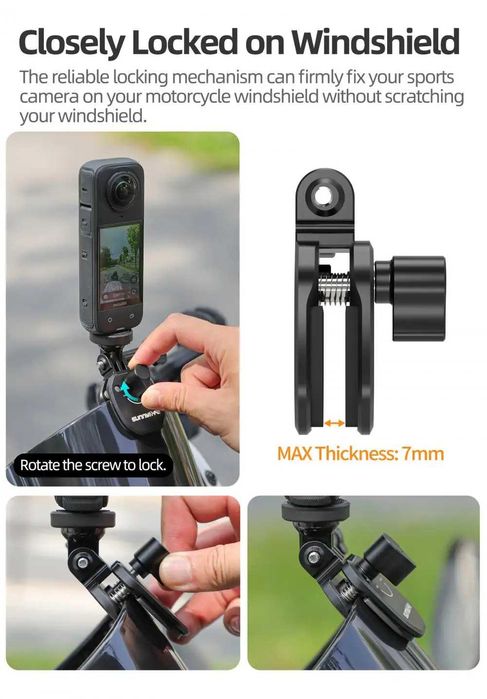 Prindere parbriz moto motocicleta camere de actiune GoPro, DJI, Insta
