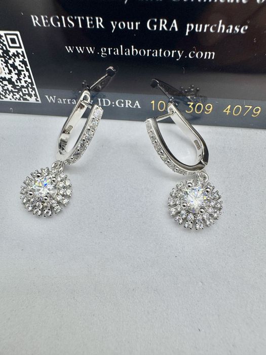 Сребърни обеци с мойсанит (Диамант) 0.5 карата