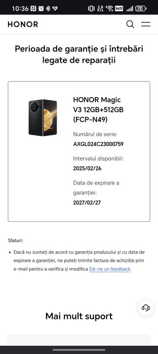 Vând/schimb Honor Magic V3 512/12 GB full box