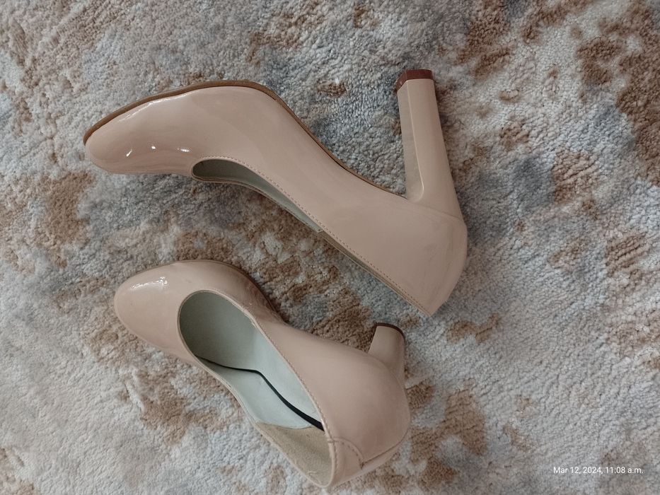 Pantofi piele 39 nude/crem