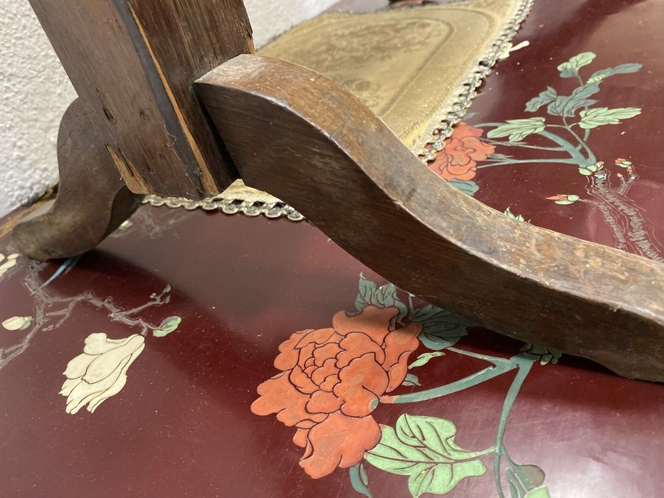 Англия дървена рамка с гоблен панел стойка needlepoint 1930