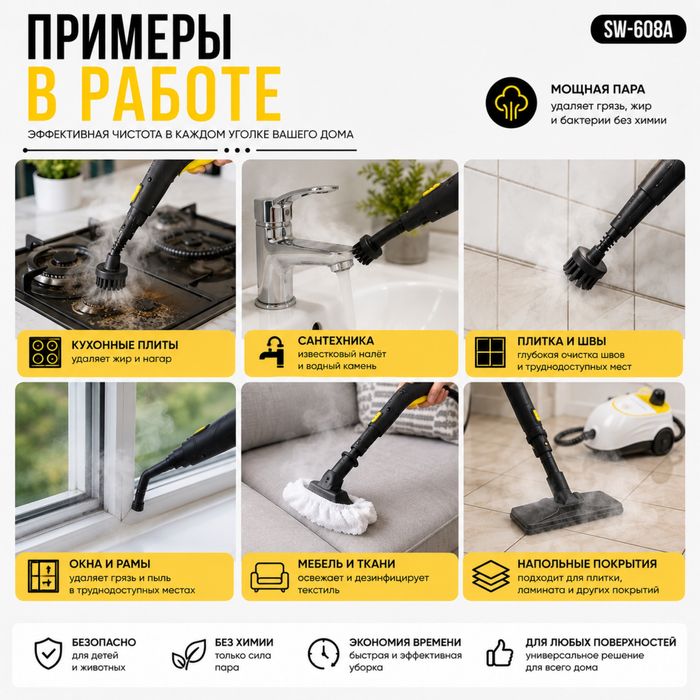 Пароочиститель  мощная уборка без химии