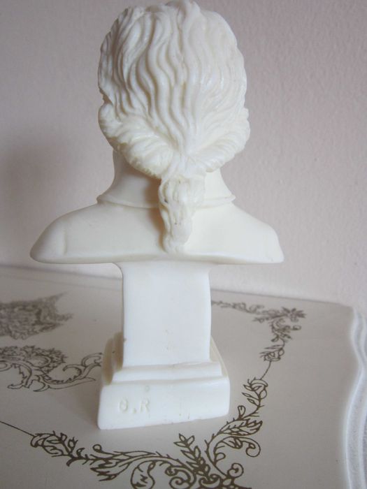 rar Ruggeri Italia 1950 Mozart Mid-Century alabaster bust mic 10,5x7cm