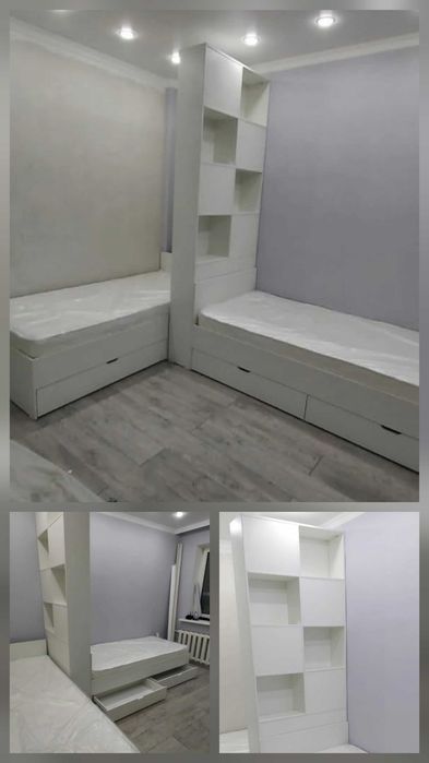 Кровать 90×2000, полки