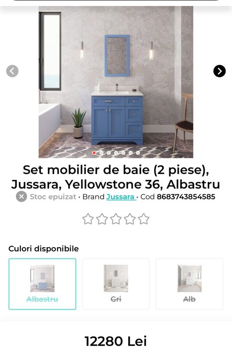 Set mobilier baie / dulap cu chiuveta incastrata in blat