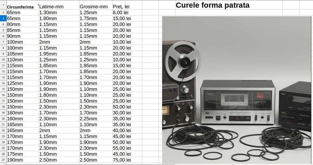 pick-up curele origine japan :curele automatizari ,magnetofon,deck