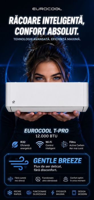 Aparate de aer  conditionat  Eurocool T PRO  12000 BTU cu WI FI   2450  RON Montaj Inclus !