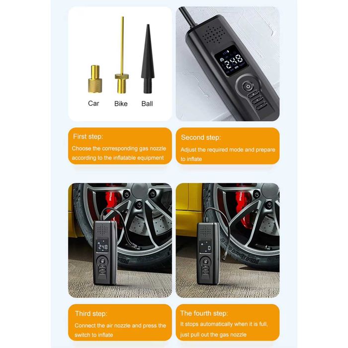 Портативный автомобильный насос для шин 12 В