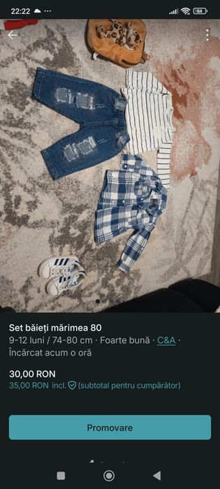 Blugi rupți + bluza + cămașă 74/80