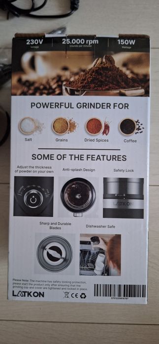 Vând rasnita de cafea Latkon,cu granulație reglabilă, bol detasabil