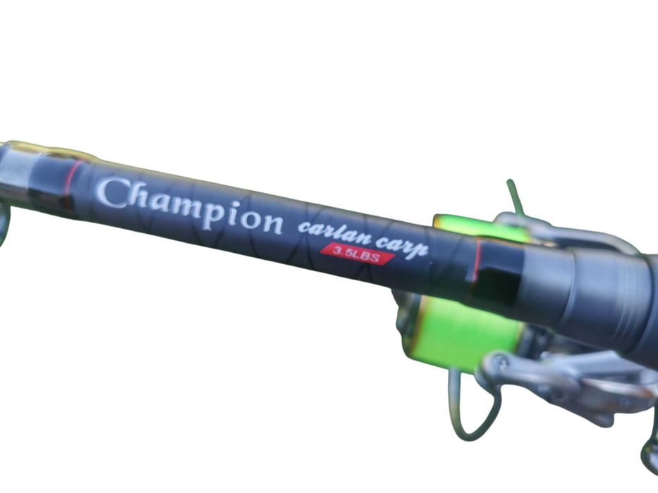 Топ шарански комплект - два телекарпа , две макари с 17лагера и корда