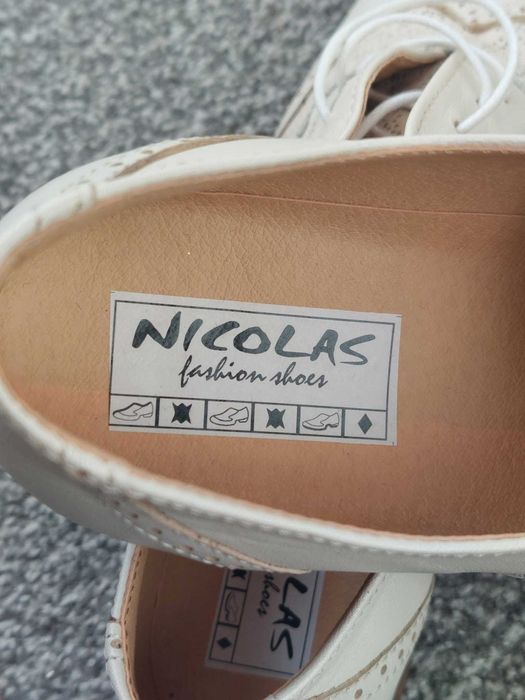 Pantofi oxford din piele, crem