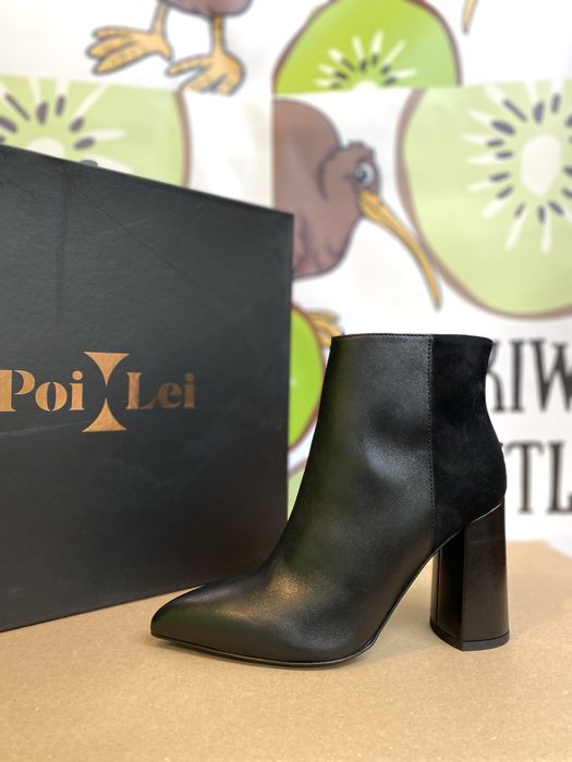 Луксозни италиански дамски боти с ток Poi Lei естествена кожа 36-38