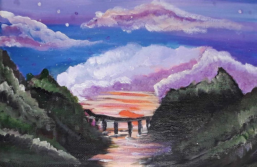 Pictura in culori acrilice "Lilac Sky"