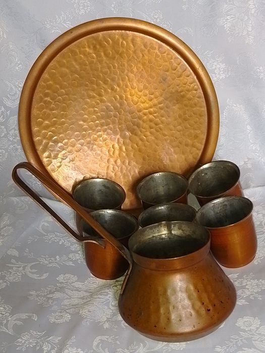 Стар Меден Сервиз за - Кафе , Вино, Ракия - 8 части