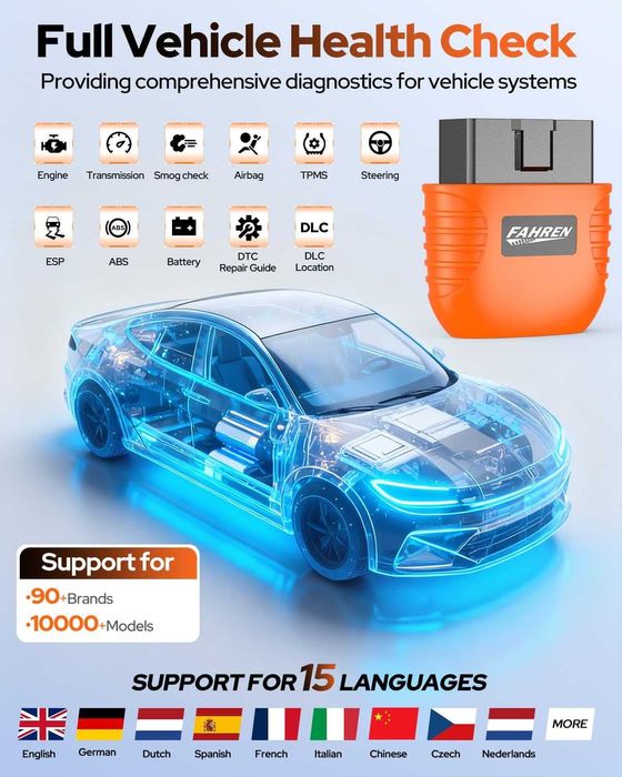 FAHREN OBD2 скенер, инструмент за автомобилна диагностика - Bluetooth безжичен OBD2