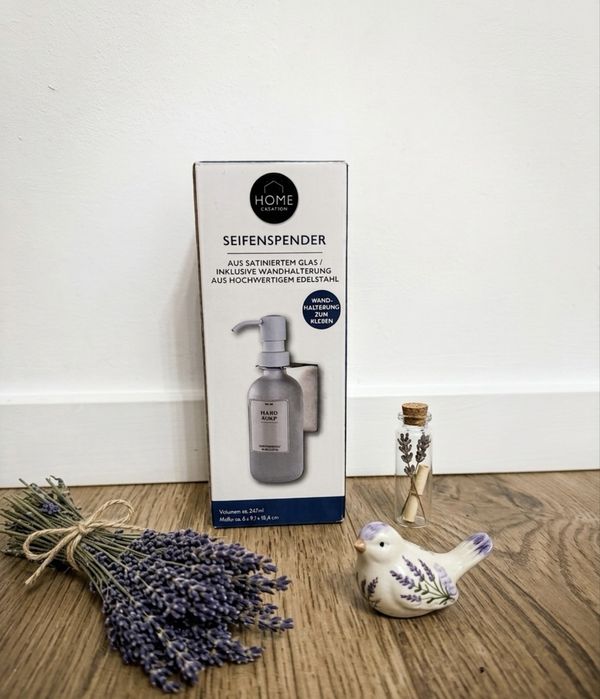 Dozator Săpun Lichid Home Creation cu Suport de Perete – Sticlă Satinată, 247 ml
