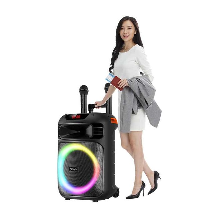 Set RGB Boxa portabila cu 2 microfoane Sing-E ZQS12148 BASS pentru karaoke Bluetooth Sistem audio difuzor