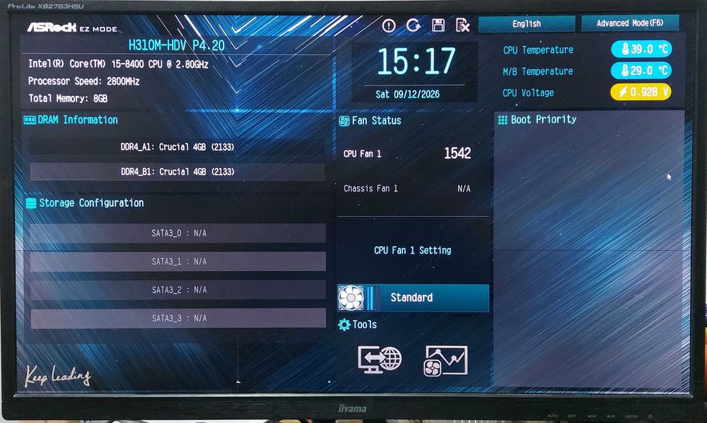 KIT  i5 8400 2.8GHz+ ASROCK H310M-HDV +Cooler