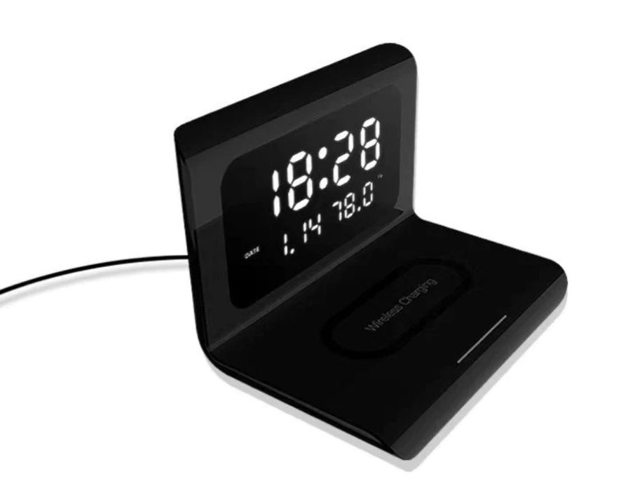 Ceas digital cu alarma si incarcare wireless pentru smartphone NOU
