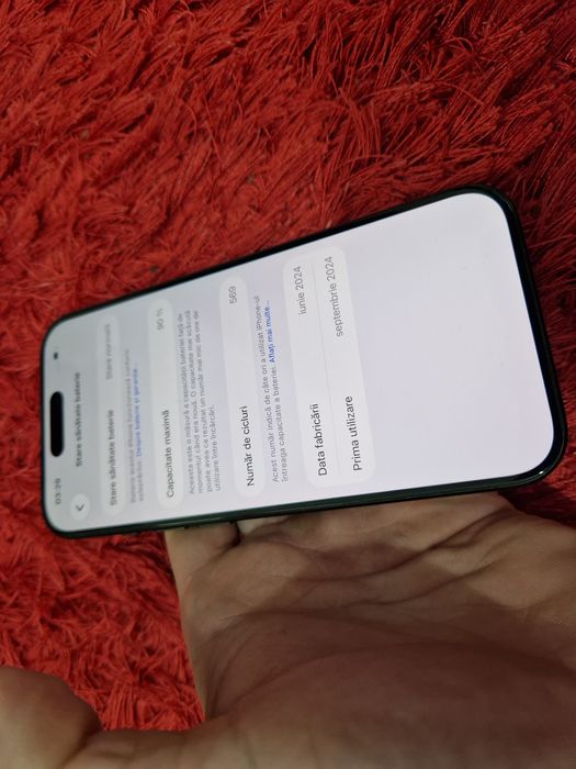 -Iphone 15Pro, ca Nou, 128Gb, 8Ram, Bat:90%- 569 cicluri incarcare, Bl