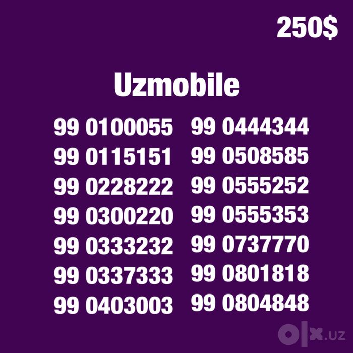 Uzmobile gold chiroyli raqamlari/Красивые золотые номера Узмобайл
