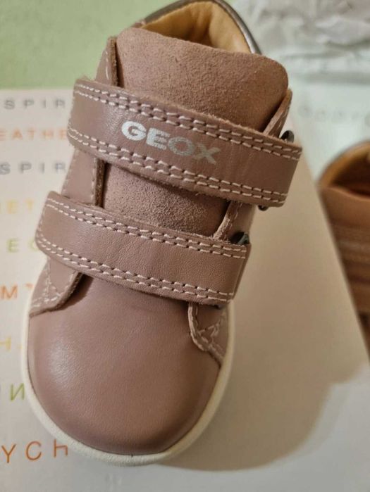 Geox incaltaminte / sneakers roz din piele pentru copii