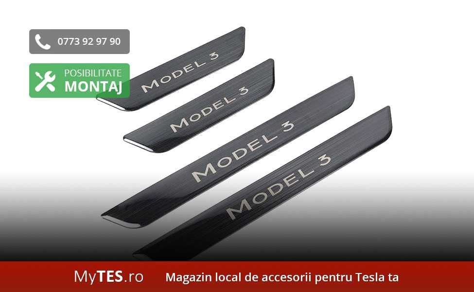 Ornamente INOX praguri (argintii / negre / carbon) - Tesla Model 3