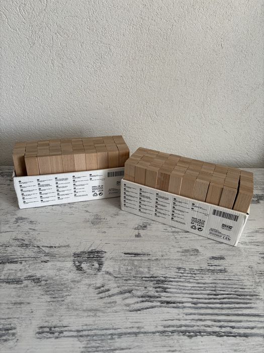 Два комплекта дървени блокчета IKEA Fundera/FLISAT – общо ~200 части