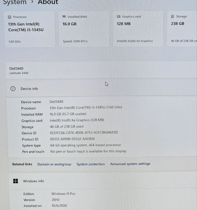 Laptop Dell Latitude 3440, intel i5, 16gb ram, 250gb ssd