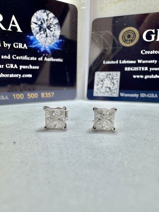 Сребърни обеци с мойсанит (Диамант) 1 карат