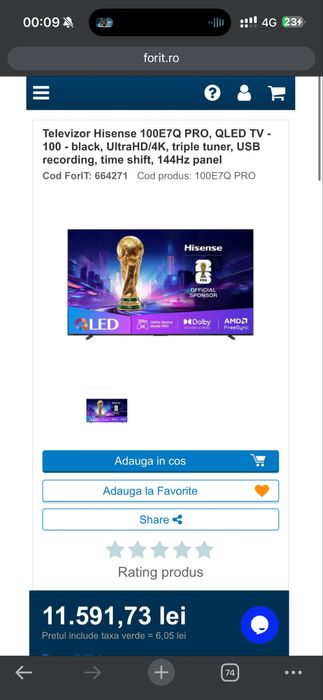 Televizor Hisense 254cm - QLed