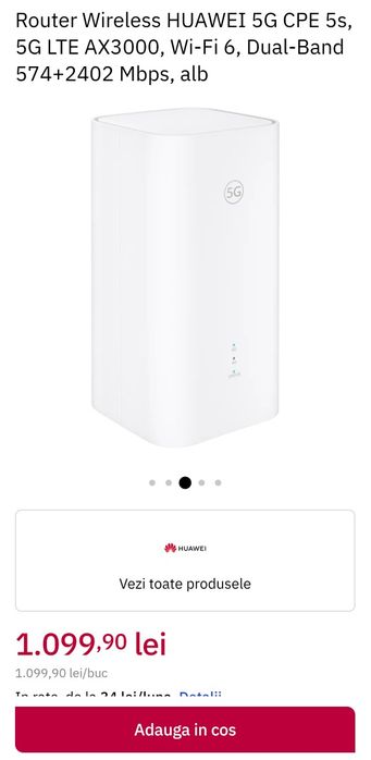 PRET DOAR AZI! Router 5G Sim Huawei CPE 5s Wi-Fi 6 Dual Band 3000MB/s