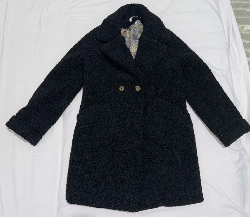 Тедди пальто черное S размер