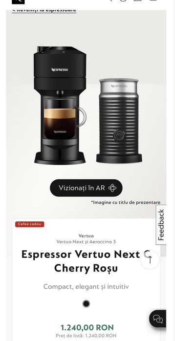 Nespresso Vertuo Next cu Aeroccino 3