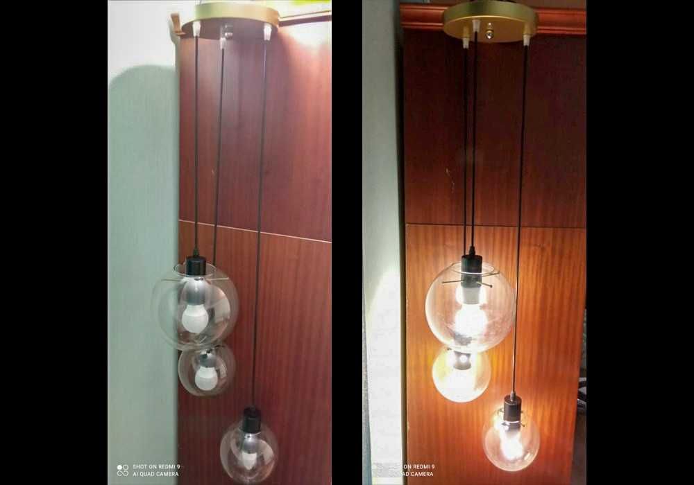 Люстра с 3 прозрачными шарами