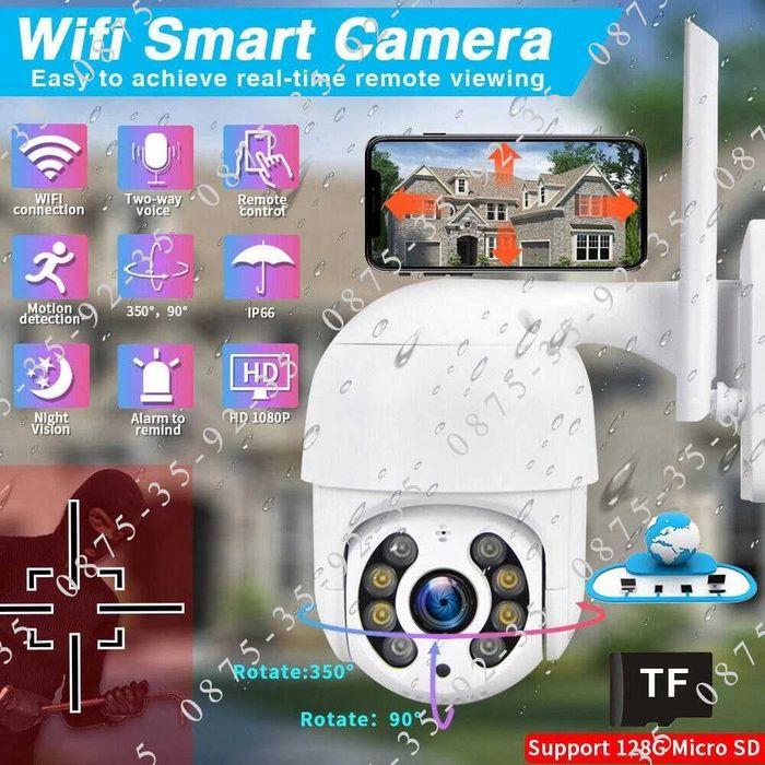 ICSEE 8MP Външна Водоустойчива WiFi + LAN камера Куполна PTZ IP CAMERA