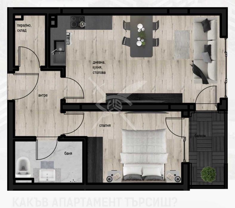 Двустаен апартамент на Коматевски възел!