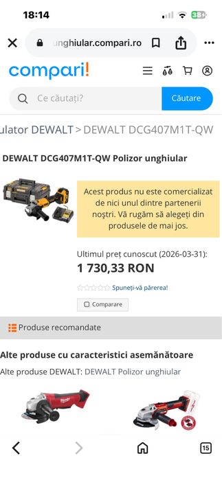 Flex Dewalt DCG 407 complet-Sigilat si original