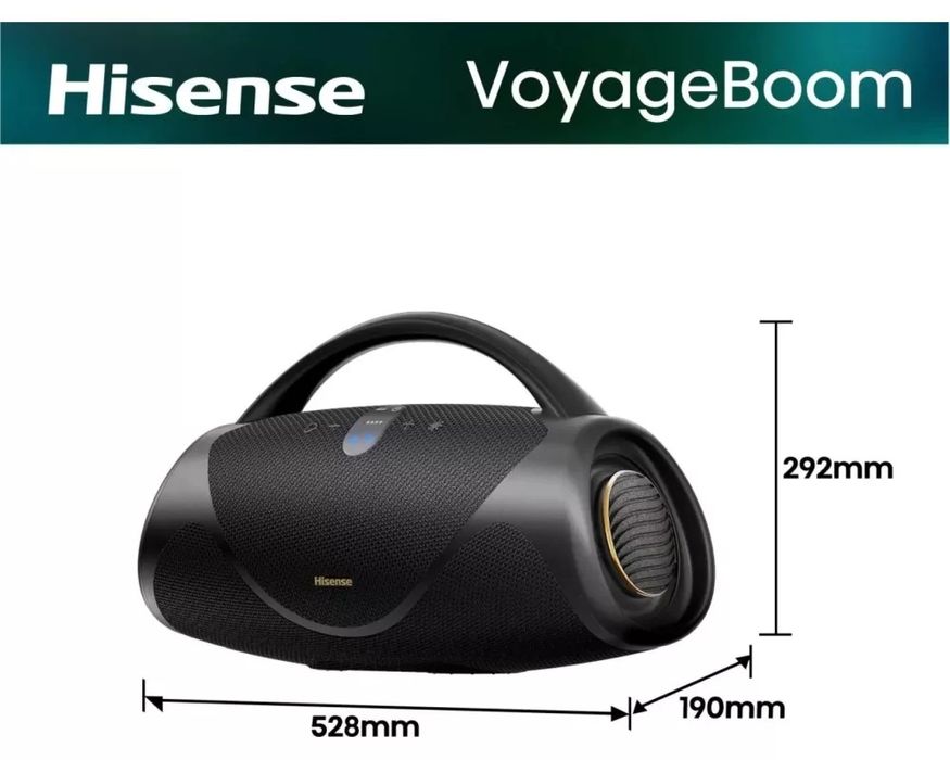 Нова безжична Bluetooth портативна колонка Hisense - VoyageBoom, IP67, черна 320W