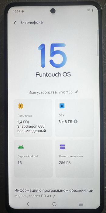 vivo y36 8 gb/256 gb