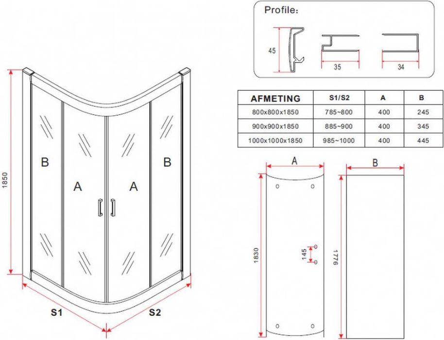 Cabine Dus 80x80 sau 100x100