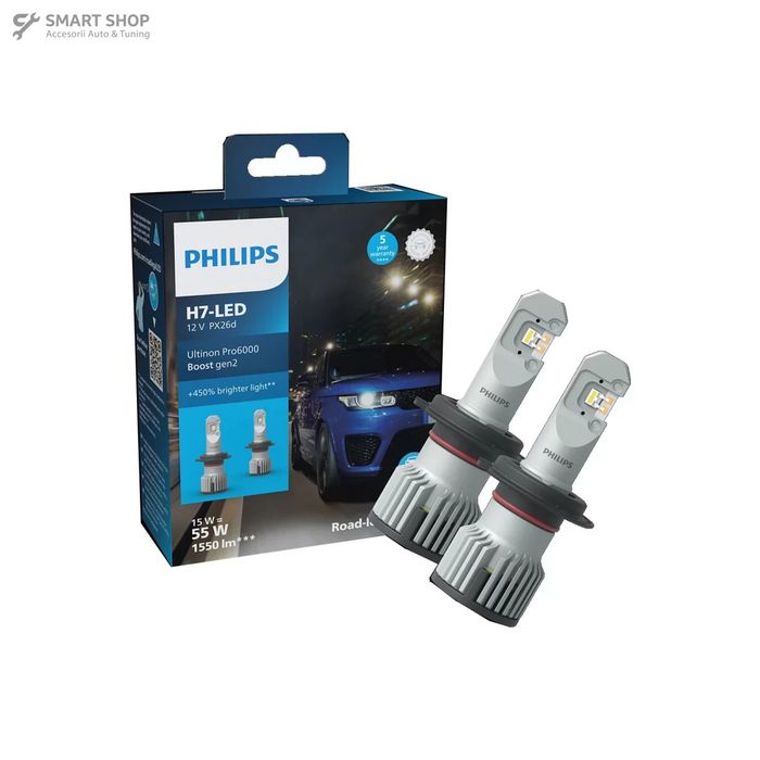 Philips Ultinon Pro6000 Boost Bulb H7 LED 12V 15W 5800K Auto Moto 2 Bucati